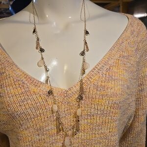 Gold Necklace with tassels and beads